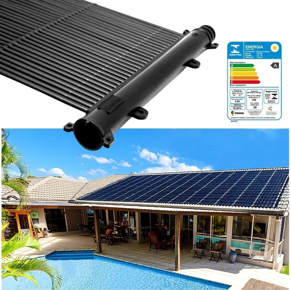 Kit Aquecedor Solar Piscinas até 10m² ou 14 mil litros com Controlador Temperatura e Motobomba - 9