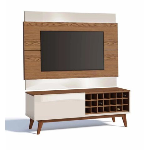 Rack com Painel Classic Ad 1.4 Freijó com Off White - Imcal Móveis