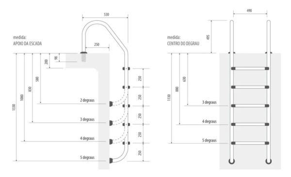 Escada para Piscina com 4 degraus em Aço Inox - 2