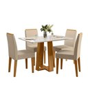 Ver imagem 1 de Conjunto Sala de Jantar Mesa Rubi 120x80 4 Cadeiras Cecilia Ype/off White/linho Palha