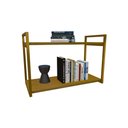 Ver imagem 2 de Nicho Industrial 2 Prateleiras Bahamas Ferro Dourado Tampo Canela 60cm