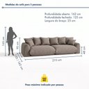 Ver imagem 3 de Sofá Cama Modular Orgânico Retrátil 3 Lugares Base Madeira Maciça 210 cm Marrocos