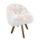 Ver imagem 2 de Poltrona Paloma Escritório Sala Giratória Madeira Suede Branco e Suede Bege - Dominic Decor