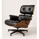 Ver imagem 2 de Poltrona Charles Eames com Puff - Couro Preto -  Pau-Ferro