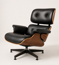 Ver imagem 2 de Poltrona Charles Eames com Puff - Couro Preto - Pau-Ferro