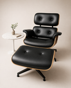 Ver imagem 3 de Poltrona Charles Eames com Puff - Couro Preto - Pau-Ferro