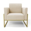 Ver imagem 3 de Kit 2 Poltronas Base Industrial Alta Dourado Marisa Suede D03 - D’Rossi Bege