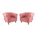 Ver imagem 1 de Duas Poltronas Chesterfield Capitone Suede Rosa Decorativa / Sala, Tv, Estar, Recepção