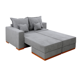 Sofá Cama de 2 Lugares com Chaise California Vivaro Decor Boucle Cinza - 3