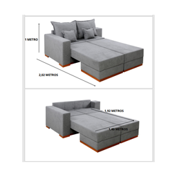 Sofá Cama de 2 Lugares com Chaise California Vivaro Decor Boucle Cinza - 5