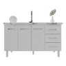 Balcão Armário Cozinha Gabinete Pia de 140 Cm Carine com 3 Portas e 3 Gavetas Branco - 5