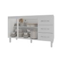 Ver imagem 4 de Balcão Armário Cozinha Gabinete Pia de 140 Cm Carine com 3 Portas e 3 Gavetas Branco