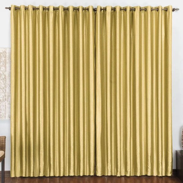 Cortina Loren para Trilho Suisso Tecido Cetim Amassado 2,00m x 1,70m Janela Sala Quarto - Dourado - 1
