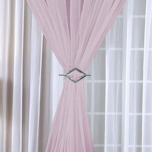 Cortina Mel para Trilho Suisso Tecido Voal 2,00m x 1,70m Sala Quarto - Branco e Rosa - 2