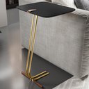 Ver imagem 2 de Mesa Apoio Lateral para Sofá Lisboa Pé Dourado LarFlex:Laca Preto
