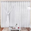 Ver imagem 1 de Cortina Serena para Trilho Comum Tecido Renda Floral e Malha 4,00m x 2,50m Sala Quarto - Branca