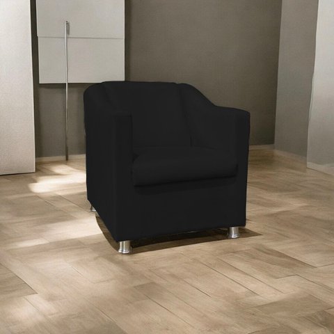 Poltrona Decorativa Tillak Tilla em Suede para Sala de Estar, Consultório e Recepção - Preto