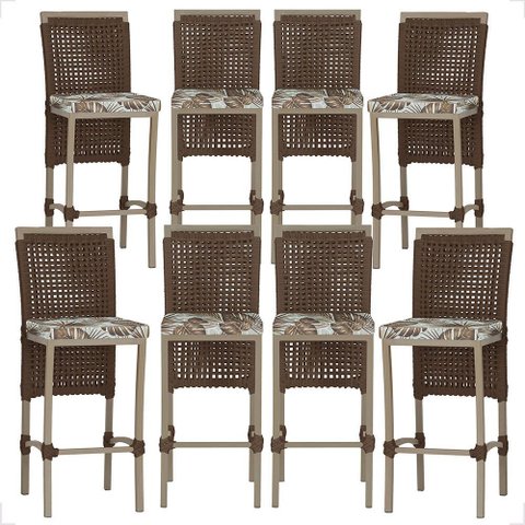 8 Banqueta em Alumínio Roma Fendi Corda Náutica Tecido 6