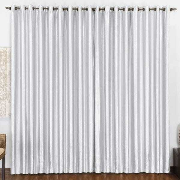 Cortina Loren para Trilho Suisso Tecido Cetim Amassado 4,00m x 2,80m Janela Sala Quarto - Branco - 1