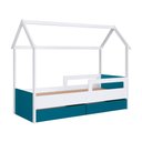 Ver imagem 3 de Cama Montessoriana Infantil Estilo Casinha 2 Gavetões 201cm Cor:branco com Azul Secreto