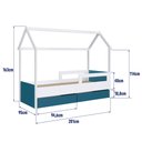 Ver imagem 4 de Cama Montessoriana Infantil Estilo Casinha 2 Gavetões 201cm Cor:branco com Azul Secreto
