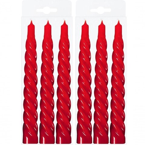 Kit 9 Vela Espiral Natalina Decoração Vermelha Torcida 20cm