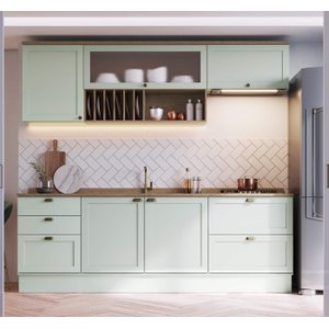 Armário de Cozinha Modulada Completa Reta 8 Peças 2,60m 04 Iluminata Genialflex