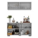 Ver imagem 4 de Kit Bar Armário Aéreo e Aparador 4 Portas Multimóveis Mp1087 Branco/preto