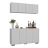 Kit Bar Armário Aéreo e Aparador 4 Portas Multimóveis Mp1087 Branco/preto - 1