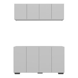 Kit Bar Armário Aéreo e Aparador 4 Portas Multimóveis Mp1087 Branco/preto - 5