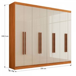 Guarda-Roupa Casal Ele e Ela 8 Portas 8 Prateleiras Cinamomo/Off White - Panorama Móveis - 5