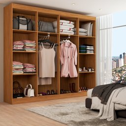 Guarda-Roupa Casal Ele e Ela 8 Portas 8 Prateleiras Cinamomo/Off White - Panorama Móveis - 2