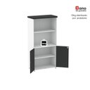 Ver mais imagens de Armário Misto para Escritório 2 Portas com Prateleiras Linha PE40 Branco/Preto
