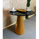 Ver imagem 1 de Mesa de Jantar Cone 70 cm Base Madeira Freijó Tampo Laqueado Preto - Marrom
