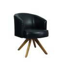 Ver imagem 1 de Poltrona Julia Giratoria com Couro Pes Madeira - Nobly Decor Couro Preto