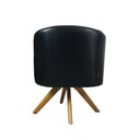 Ver imagem 4 de Poltrona Julia Giratoria com Couro Pes Madeira - Nobly Decor Couro Preto