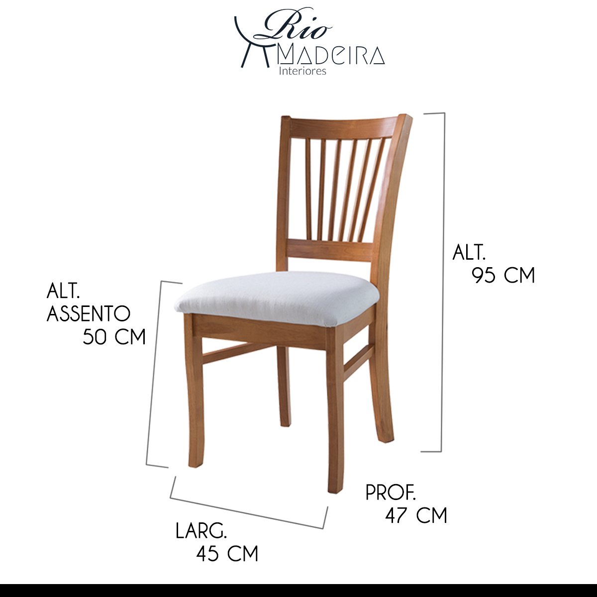 Kit 6 Cadeiras de Jantar Estofada Valência 45 x 95 Cm Sala Madeira Maciça Linho Bege Cru L71 - RMI - 2