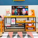 Ver imagem 1 de Rack de TV Style Industrial de Ferro e Madeira 1 Nicho Uno Carvalho e Preto