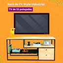 Ver imagem 3 de Rack de TV Style Industrial de Ferro e Madeira 1 Nicho Uno Carvalho e Preto