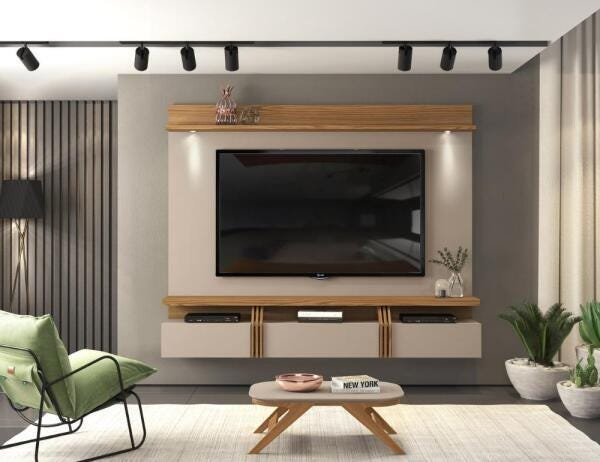 Painel Home Suspenso LODI para Tv até 70 Polegadas 3 Porta GRIZ/CARVALHO NOBRE