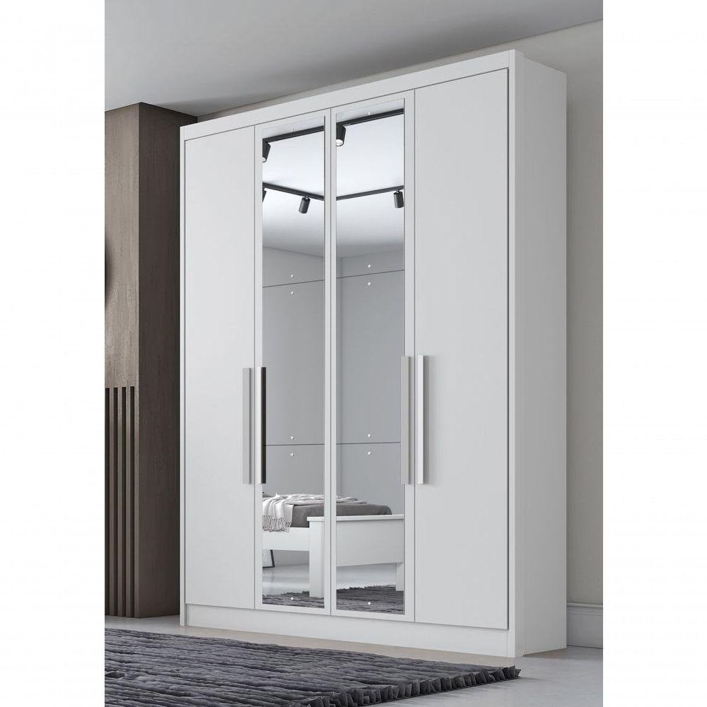 Guarda Roupa 100% Mdf 4 Portas 3 Gavetas com Espelho Branco - 2