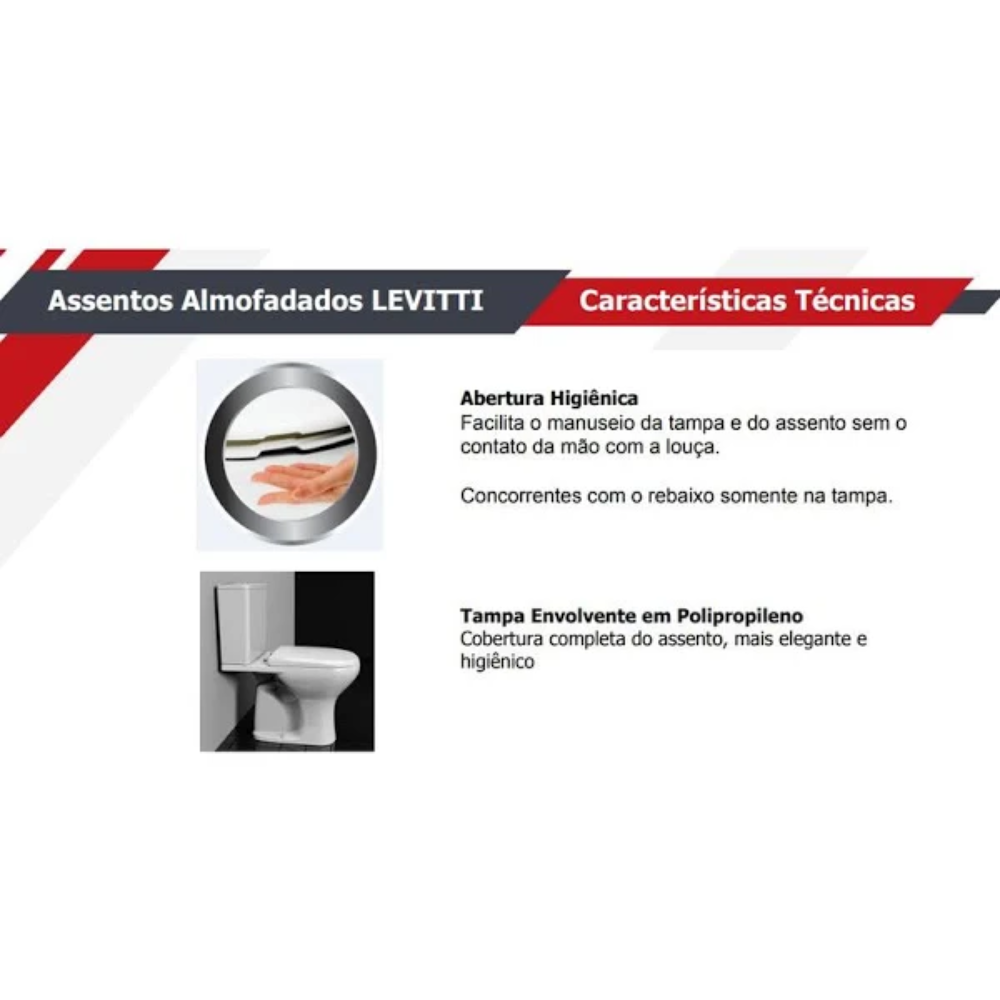 Tampa de Assento Sanitário Almofadado Levitti Envolvente Branco 7150111 Lorenzetti - 5