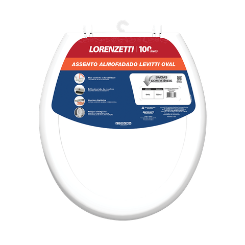 Tampa de Assento Sanitário Almofadado Levitti Envolvente Branco 7150111 Lorenzetti