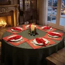 Ver imagem 4 de Kit Mesa Posta Natal Natalina Toalha de Mesa 6 Lugares Grande, 6 Jogo Americano, 6 Guardanapos, Vela