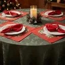 Ver imagem 1 de Kit Mesa Posta Natal Natalina Toalha de Mesa 6 Lugares Grande, 6 Jogo Americano, 6 Guardanapos, Vela