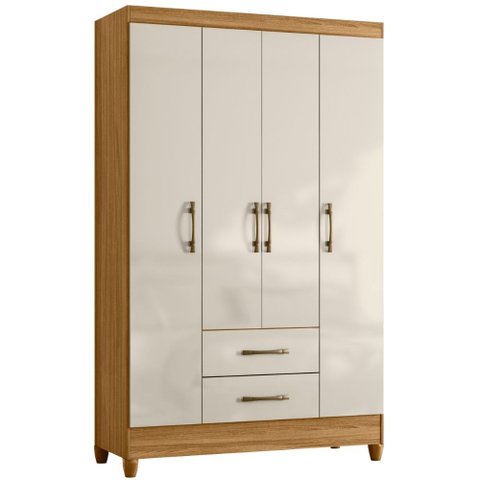 Guarda Roupa Solteiro Paraty 4 Portas Freijó Off White Moval