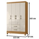 Ver imagem 2 de Guarda Roupa Solteiro Paraty 4 Portas Freijó Off White Moval