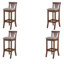 Ver imagem 1 de Kit 4 Banquetas Alta Madeira Maciça Pontes Linho Off White/Imbuia - Gran Belo