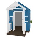 Ver mais imagens de Casinha de Brinquedo Artesanal com Varanda MDF Branco/Azul - Criança Feliz Casinha com Varanda