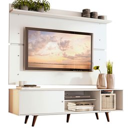 Rack Madesa Dubai e Painel para Tv até 65 Polegadas com Pés - Branco/rustic - 2